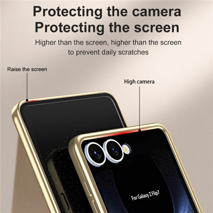 A-One Brand - Galaxy Z Flip 7 Mobilskal Electroplating med skärmskydd - Guld