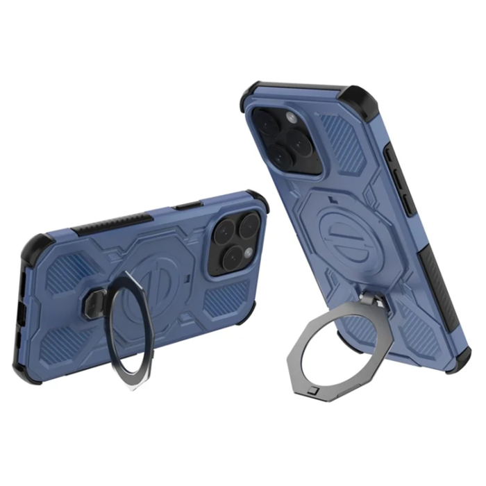 OEM - Mobilskal till iPhone 15 Pro Plast Shockproof med Rotating Kickstand - Blå