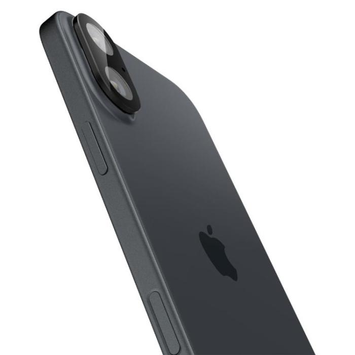 Spigen - [2-Pack] Spigen iPhone 16/16 Plus Kameralinsskydd Härdat glas Optik Pro - Svart