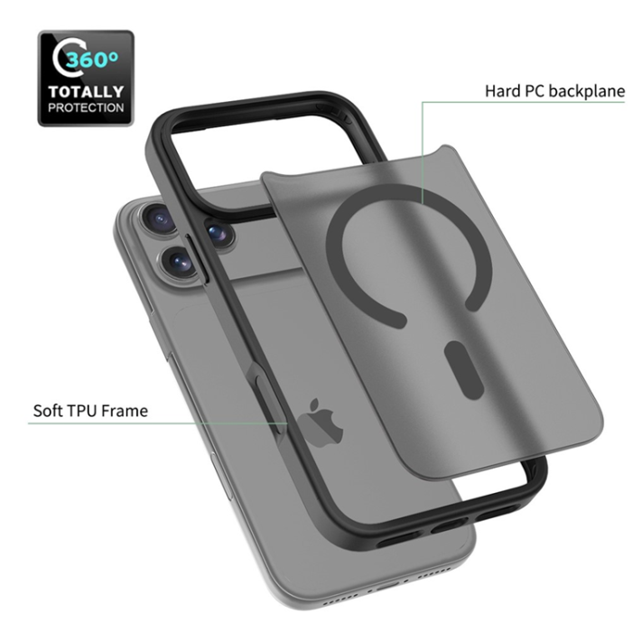 A-One Brand - iPhone 17 Pro Max Mobilskal MagSafe Acrylic Skin Touch - Svart