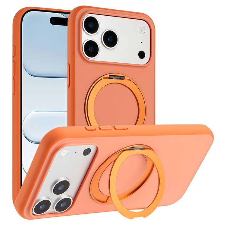 iPhone 17 Pro Mobilskal MagSafe Rotary Kickstand Skin Touch - Orange (Orange) | 2353 | AlltMobil
