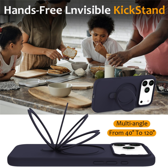 A-One Brand - iPhone 17 Pro Mobiskal MagSafe Kickstand PC+Silikon - Midnattsblå