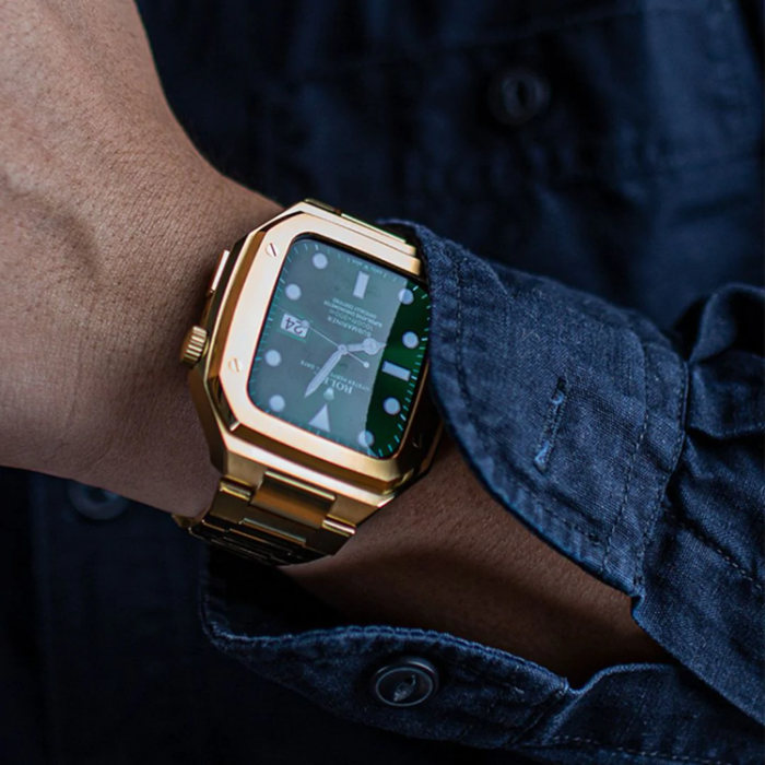 A-One Brand - Apple Watch 4/5/6/7/8/SE (44/45mm) Luxury Band Armor Stainless Steel - Rosa Guld