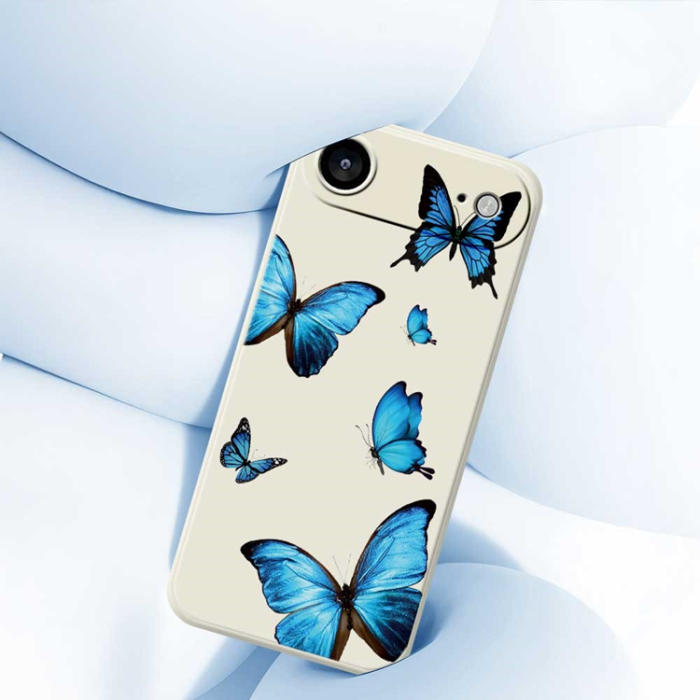 A-One Brand - iPhone Air Mobilskal Blue Butterflies Pattern TPU - Lila