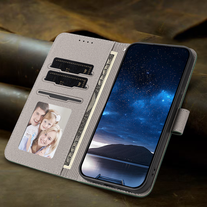 A-One Brand - Galaxy S26 Ultra Plånboksfodral Solid Color Läder - Svart/Grön