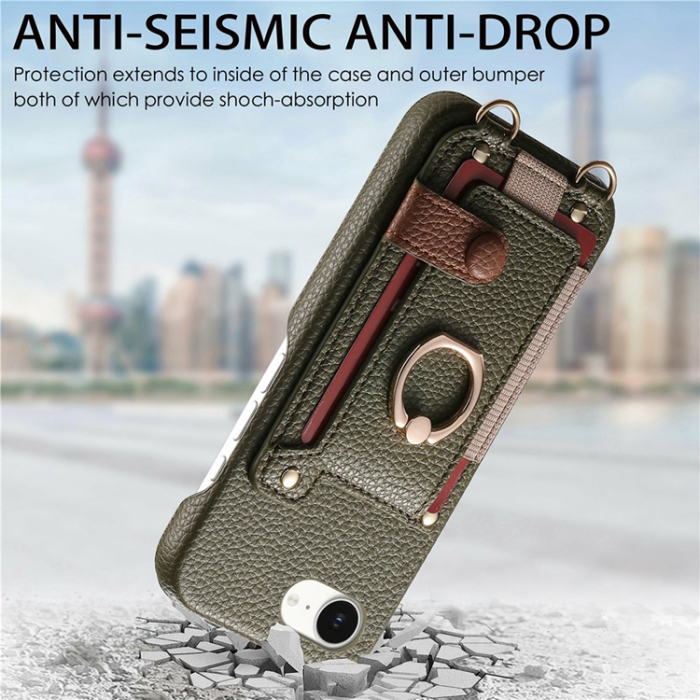 A-One Brand - iPhone 16e Mobilskal med Korthållare Ring Kickstand