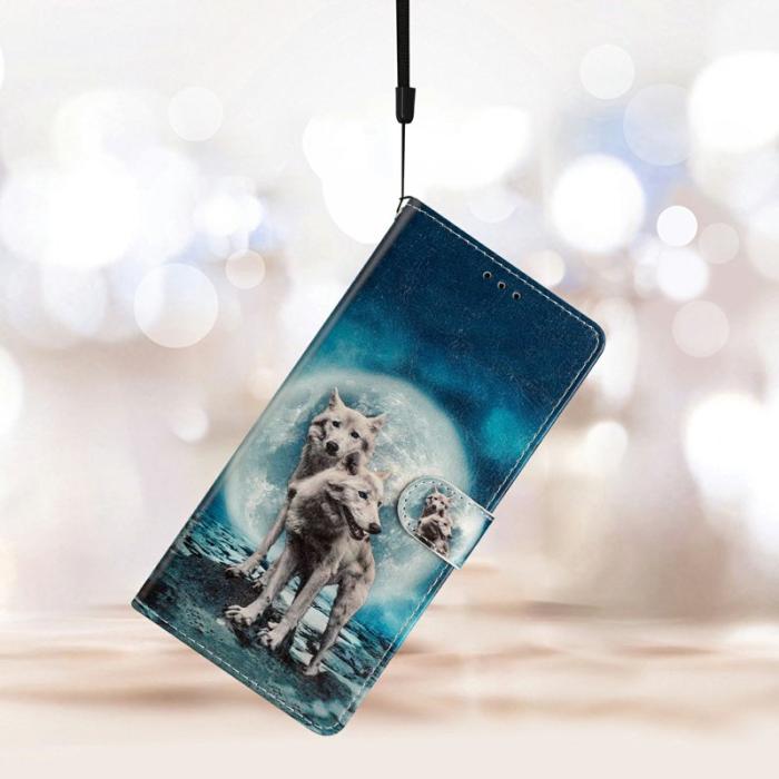 OEM - Two Wolves Samsung Galaxy A57 Plånboksfodral Konstläder Mönster - Vit