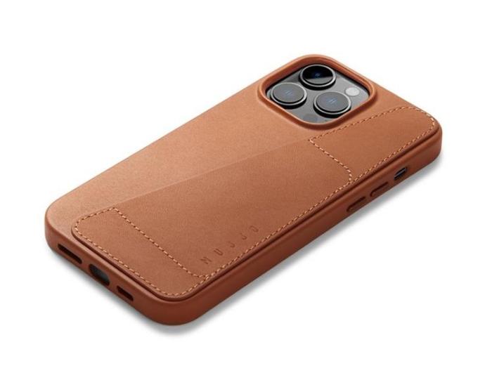 Mujjo - Mujjo iPhone 14 Pro Max Skal Korthållare Full Läder - Tan