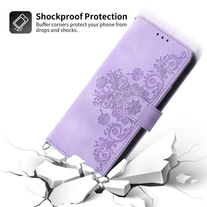 UTGATT1 - Google Pixel 7 Pro Plånboksfodral Imprinted Flower - Lila