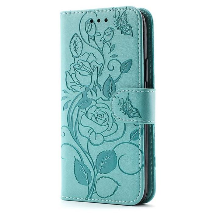 A-One Brand - Galaxy S26 Konstläder Plånboksfodral Imprinted Rosa Butterfly - Grön