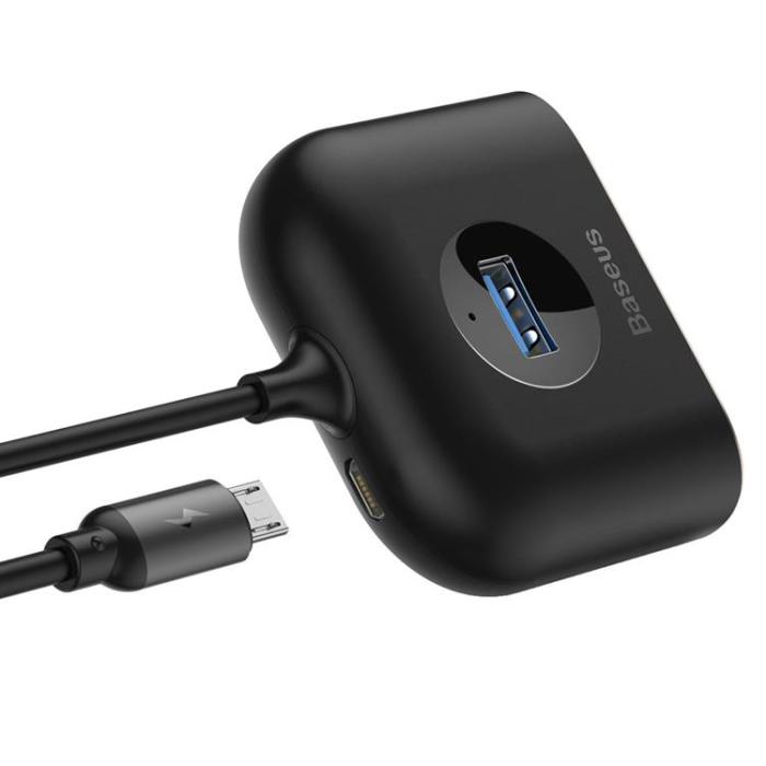 BASEUS - Baseus Square round 4 in 1 USB HUB Adapter - Svart