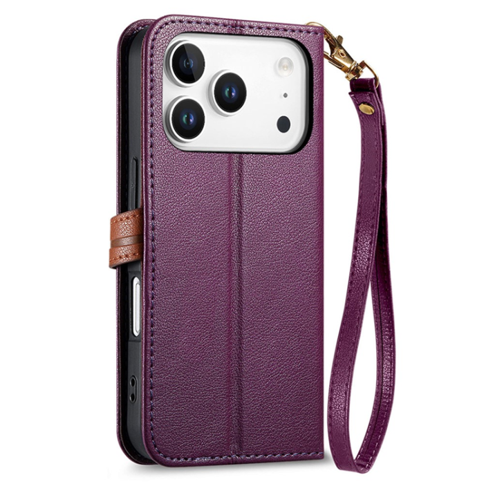 A-One Brand - iPhone 17 Pro Plånboksfodral Leaf Magnetiskt Spänne Konstläder - Lila