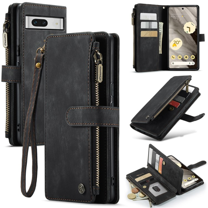 Caseme - CASEME Google Pixel 7A Plånboksfodral C30 Zipper - Svart
