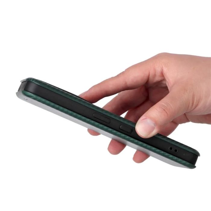 A-One Brand - Nothing Phone (3a) Plånboksfodral Läder Carbon Fiber - Grön