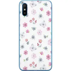 Gustaf - Mobilskal till Xiaomi Redmi 9AT med Blommor och fj&auml;rillar