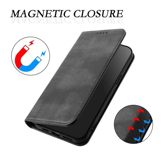 OEM - Samsung Galaxy S26+ Plånboksfodral Retro Textur RFID Skydd Konstläder - Svart