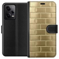 iSecrets - Pl&aring;nboksfodral till Xiaomi Redmi Note 12 Pro med Gyllene Murstenar