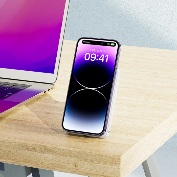 Acefast - Acefast Trådlös Powerbank 10000mAh 20W med Kabel - Vit