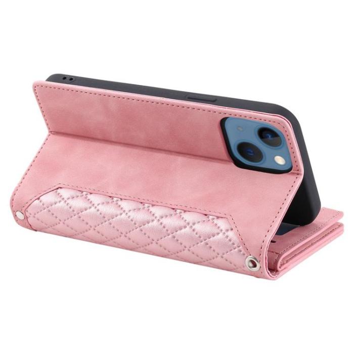 A-One Brand - iPhone 13 Plånboksfodral Rhombus Grid - Rosa