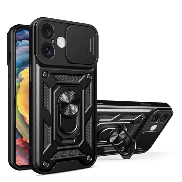 OEM - iPhone 16 Mobilskal Hybrid Armor Camshield - Svart