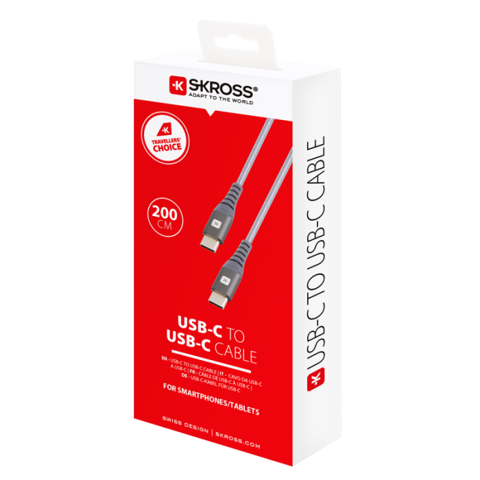UTGATT1 - SKross USB-C till USB-C Kabel - 2m - Grå