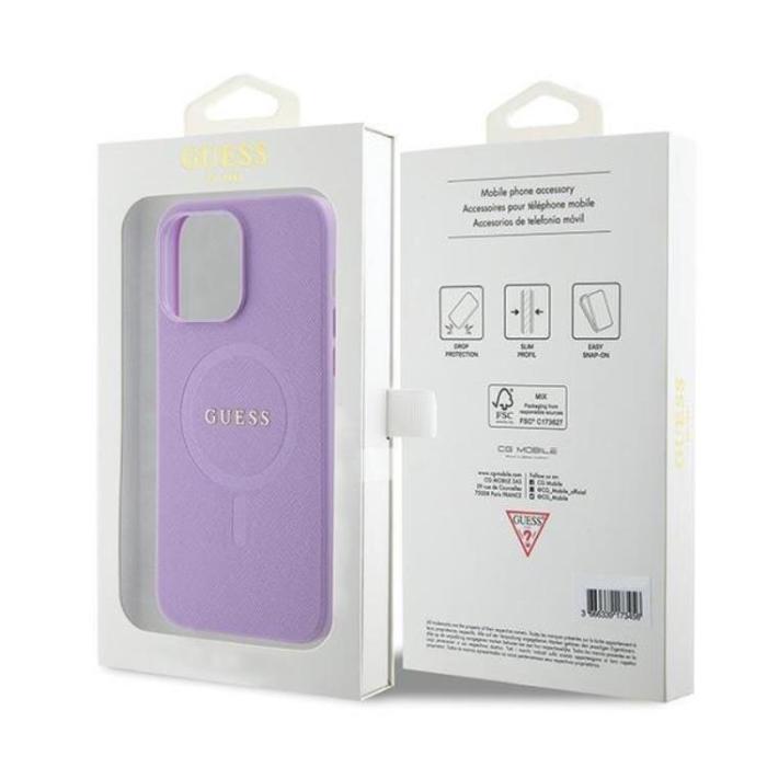 Guess - Guess iPhone 15 Pro Mobilskal Magsafe Saffiano - Lila