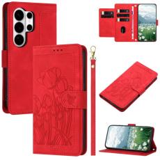 OEM - Pl&aring;nboksfodral f&ouml;r Samsung Galaxy S26 Ultra Konstl&auml;der 5 kortfack - R&ouml;d