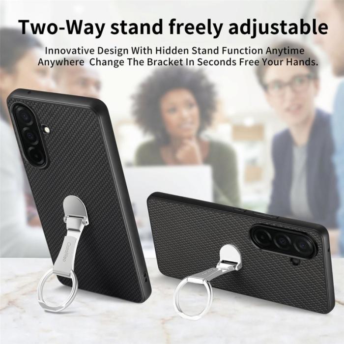 OEM - Mobilskal för Samsung Galaxy S26 Kortfack Kickstand Kolfiber - Svart