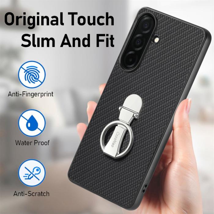 OEM - Mobilskal för Samsung Galaxy S26 Kortfack Kickstand Kolfiber - Svart