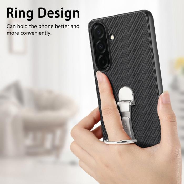 OEM - Mobilskal för Samsung Galaxy S26 Kortfack Kickstand Kolfiber - Svart