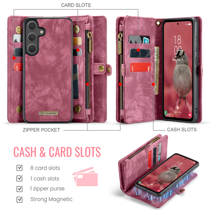 Caseme - CASEME Galaxy S25 FE Plånboksfodral Detachable 008 - Röd