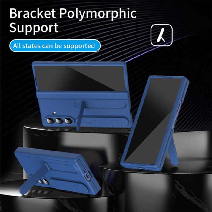 A-One Brand - Mobilskal För Galaxy Z Fold 8 Kickstand med Skärmskydd - Blå