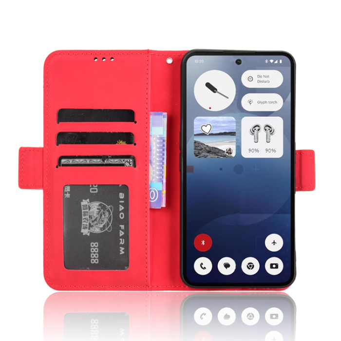 A-One Brand - Nothing Phone (3a) Plånboksfodral Läder - Röd