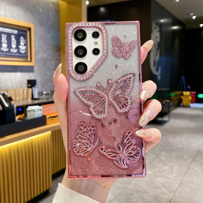 OEM - Mobilskal för Samsung Galaxy S26 Ultra 3D Fjäril TPU - Rosa