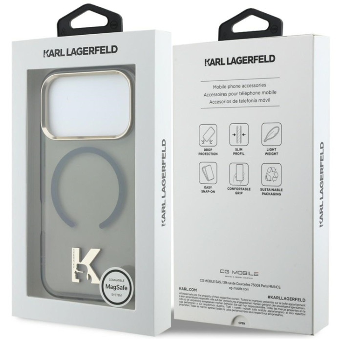 KARL LAGERFELD - Karl Lagerfeld iPhone 17 Pro Mobilskal Magsafe IML K Head Logo - Svart