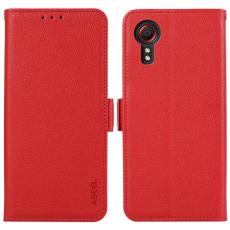 ABEEL - ABEEL Samsung Galaxy Xcover 5 Pl&aring;nboksfodral Konstl&auml;der RFID-Skydd R&ouml;d