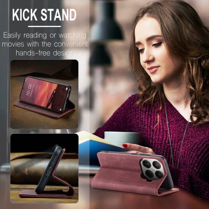 Caseme - CASEME 013 Series Xiaomi 15T Pro Plånboksfodral KonstLäder Röd