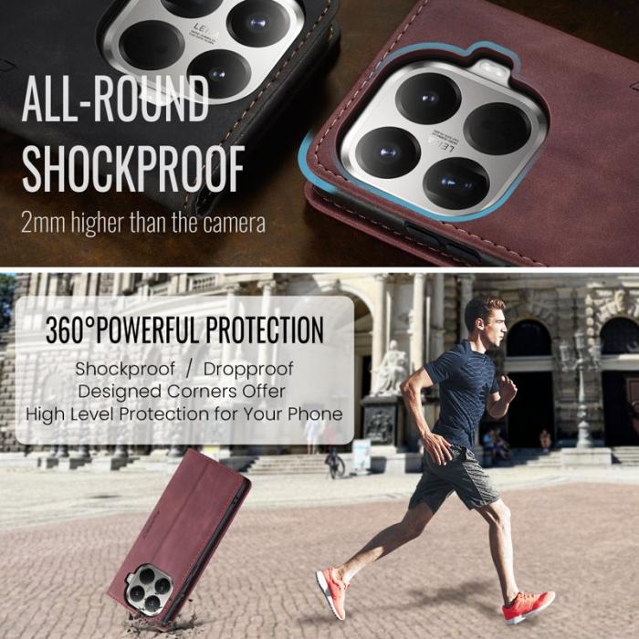 Caseme - CASEME 013 Series Xiaomi 15T Pro Plånboksfodral KonstLäder Röd