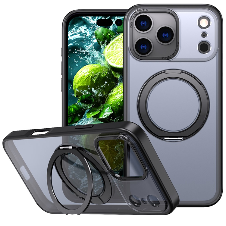 iPhone 17 Pro Max Mobilskal Ring Kickstand TPU PC - Svart | 2353 | AlltMobil