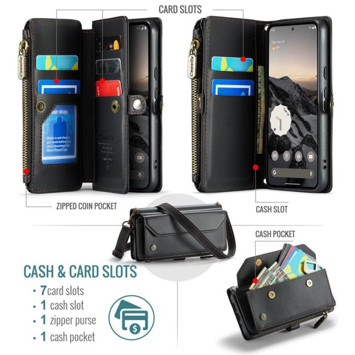Caseme - CASEME Plånboksfodral Konstläder för Google Pixel 10 Pro/10/9 Pro - Svart