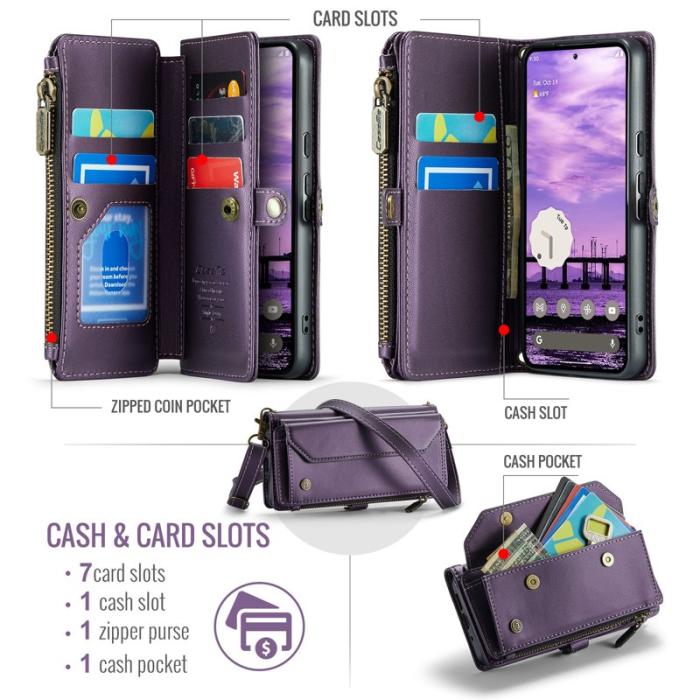 Caseme - CASEME Plånboksfodral Konstläder för Google Pixel 10 Pro - Lila