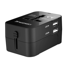 Wozinsky - Wozinsky Universal Reseadapter 24W 2xUSB-A EU/US/AUS/UK- Svart