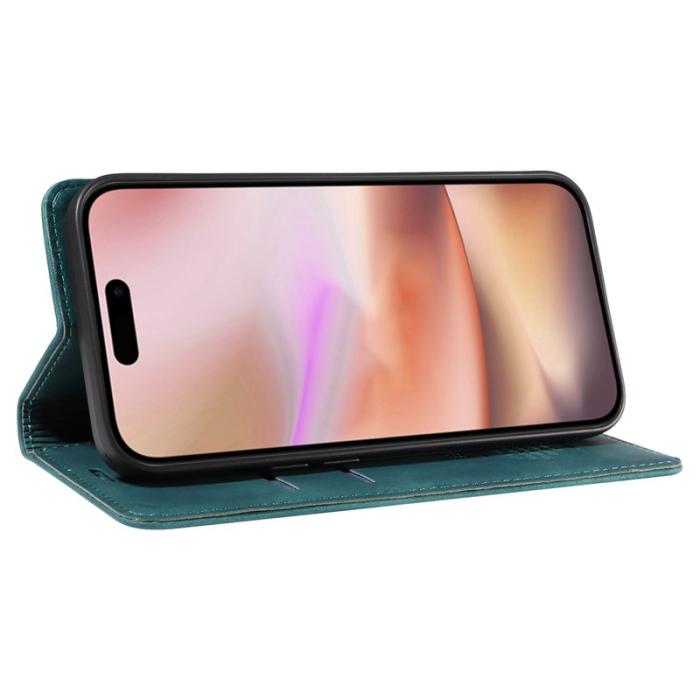 BETOPNICE - BETOPNICE 003 iPhone 16 Plus Plånboksfodral RFID Blocking Konstläder - Grön