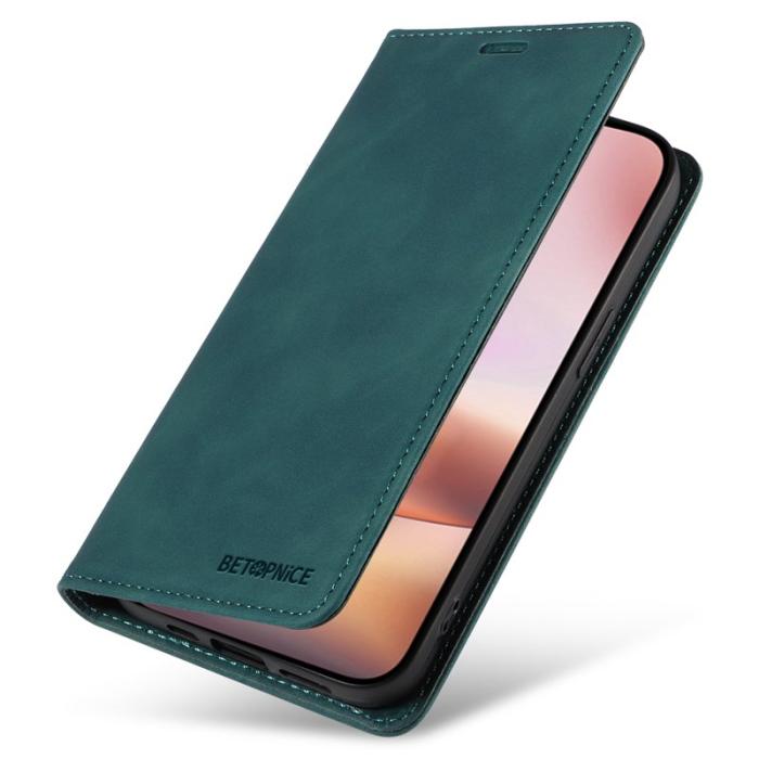 BETOPNICE - BETOPNICE 003 iPhone 16 Plus Plånboksfodral RFID Blocking Konstläder - Grön