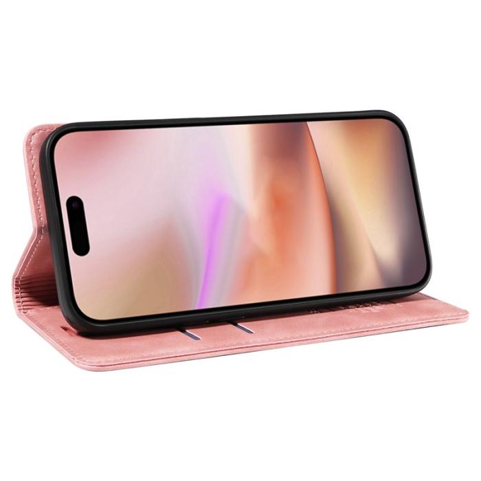 BETOPNICE - BETOPNICE 003 iPhone 16 Plus Plånboksfodral RFID Blocking Konstläder - Rosa