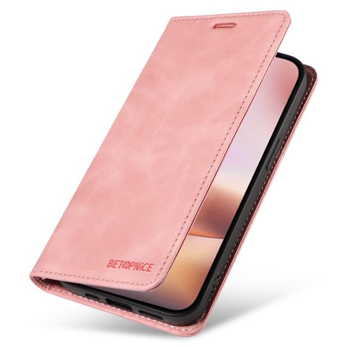 BETOPNICE - BETOPNICE 003 iPhone 16 Plus Plånboksfodral RFID Blocking Konstläder - Rosa