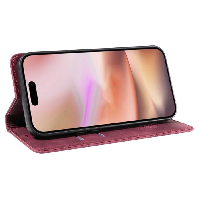 BETOPNICE - BETOPNICE 003 iPhone 16 Plus Plånboksfodral RFID Blocking Konstläder - Röd