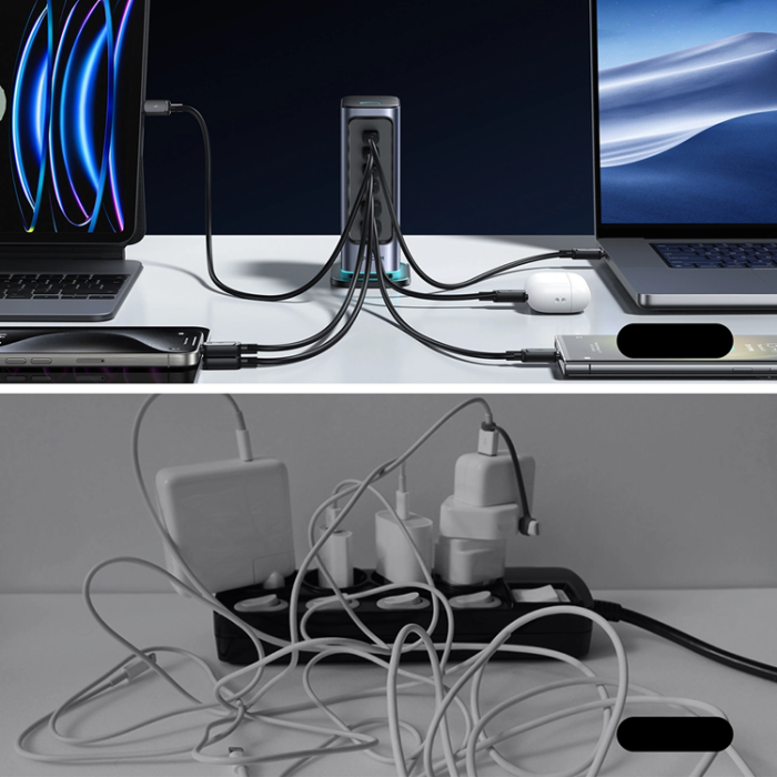 Joyroom - Joyroom Snabbladdare 65W 4xUSB-C 2xUSB-A GaN - Mörkgrå