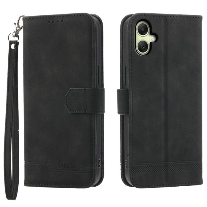 DIERFENG - DIERFENG DF-03 Samsung Galaxy A06 4G Plånboksfodral Konstläder - Svart