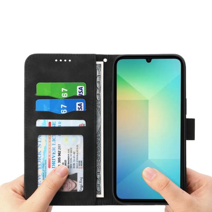 DIERFENG - DIERFENG DF-03 Samsung Galaxy A06 4G Plånboksfodral Konstläder - Svart